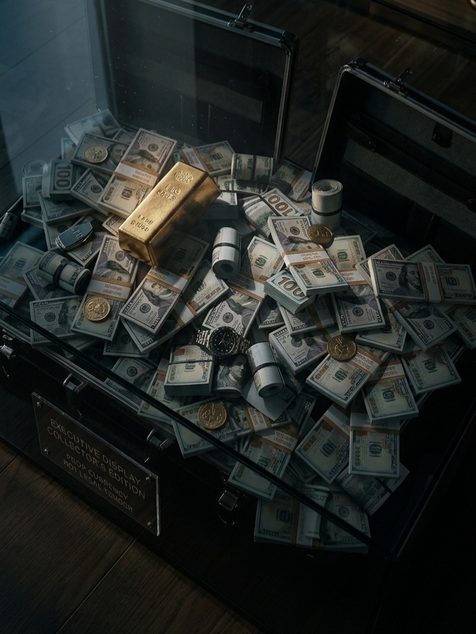 Кейс Executive Display с деньгами, золотом и часами